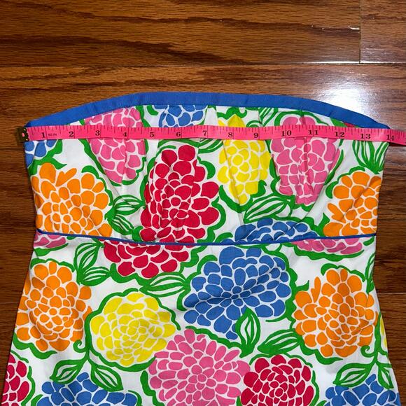 Lilly Pulitzer Strapless Scalloped Cael Top in Zinnie Minnie Floral Size 0 - Picture 10 of 12